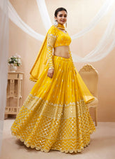 Elegant Georgette Lehenga Choli in Yellow